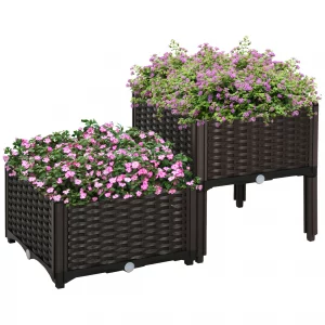 Set of 2 Raised Flower Beds